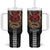 Hawaii and Japanese Oni Mask Personalised Tumbler With Handle Kakau Pattern Dark Art Style