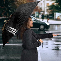 Hawaii and Japanese Oni Mask Personalised Umbrella Kakau Pattern Dark Art Style - Polynesian Pride