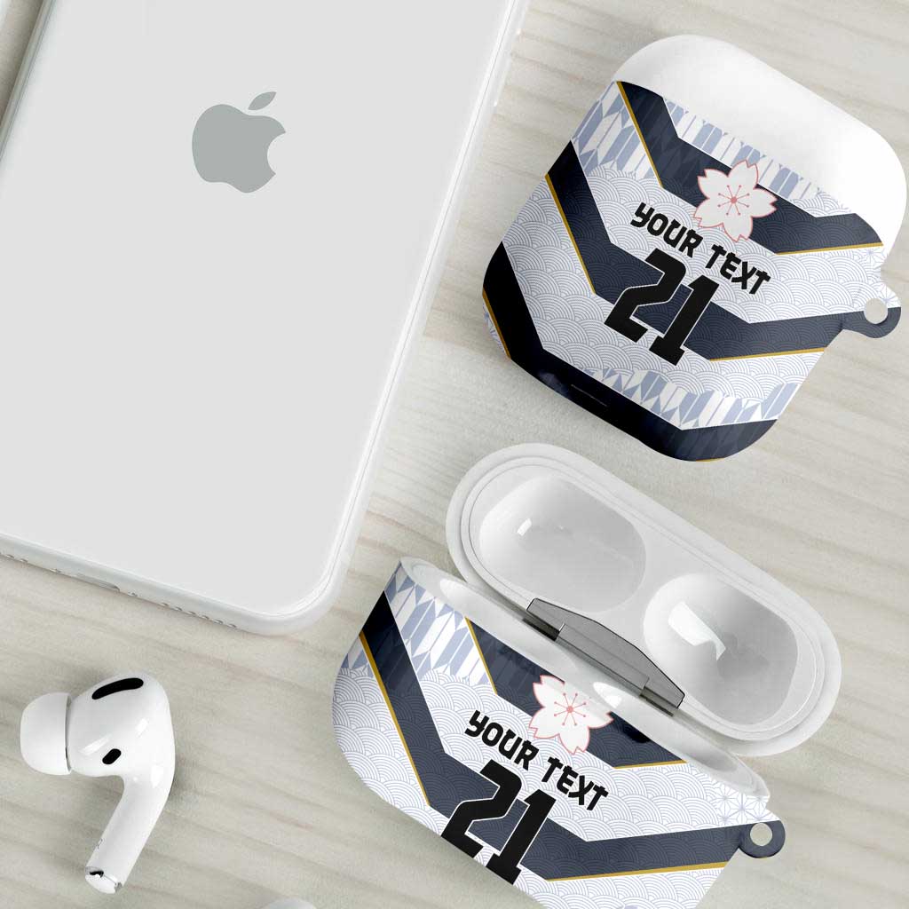 Japan Pacific Rugby 2022-23 Custom AirPods Case Black Sakura Japanese Wave Pattern - Polynesian Pride