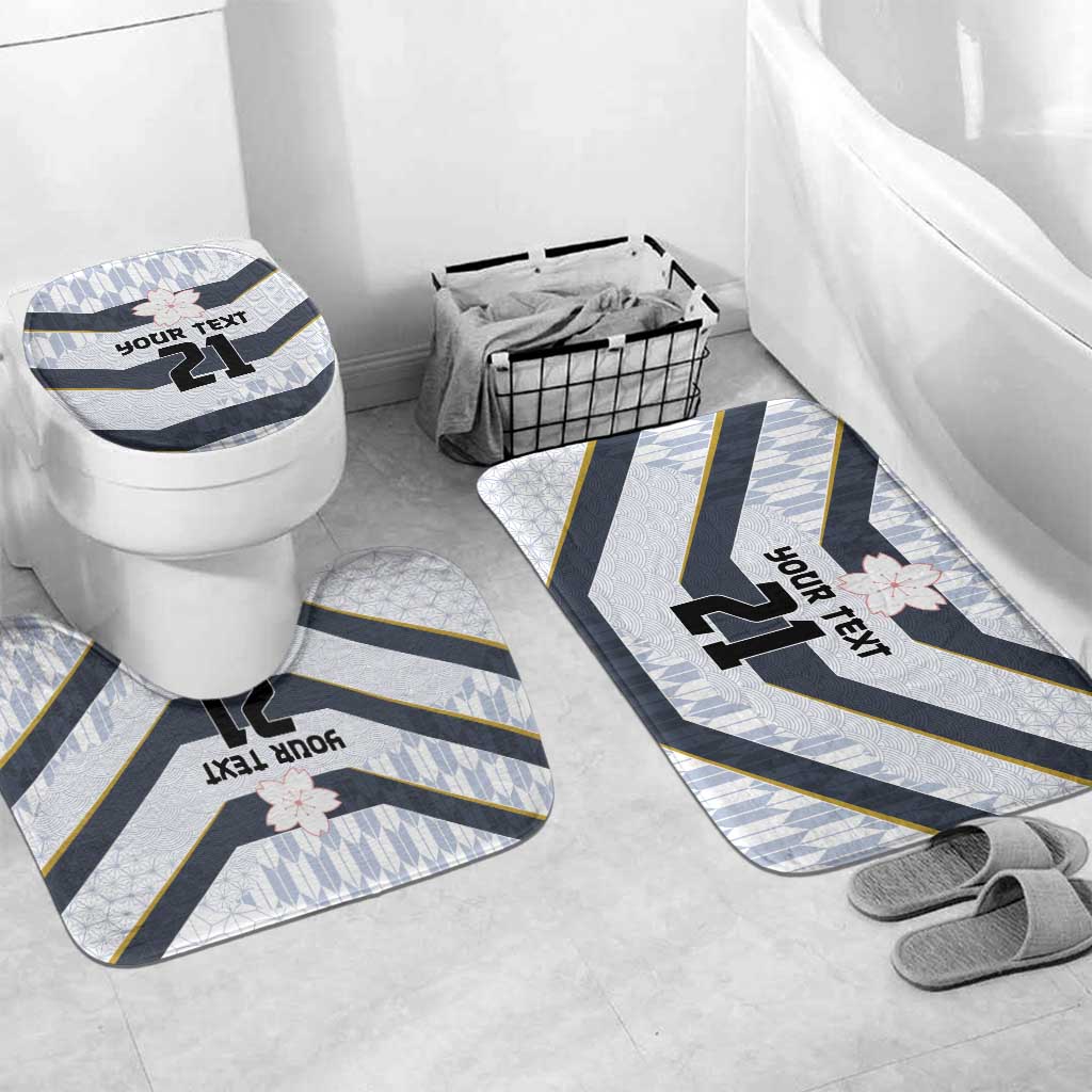 Japan Pacific Rugby 2022-23 Custom Bathroom Set Black Sakura Japanese Wave Pattern - Polynesian Pride