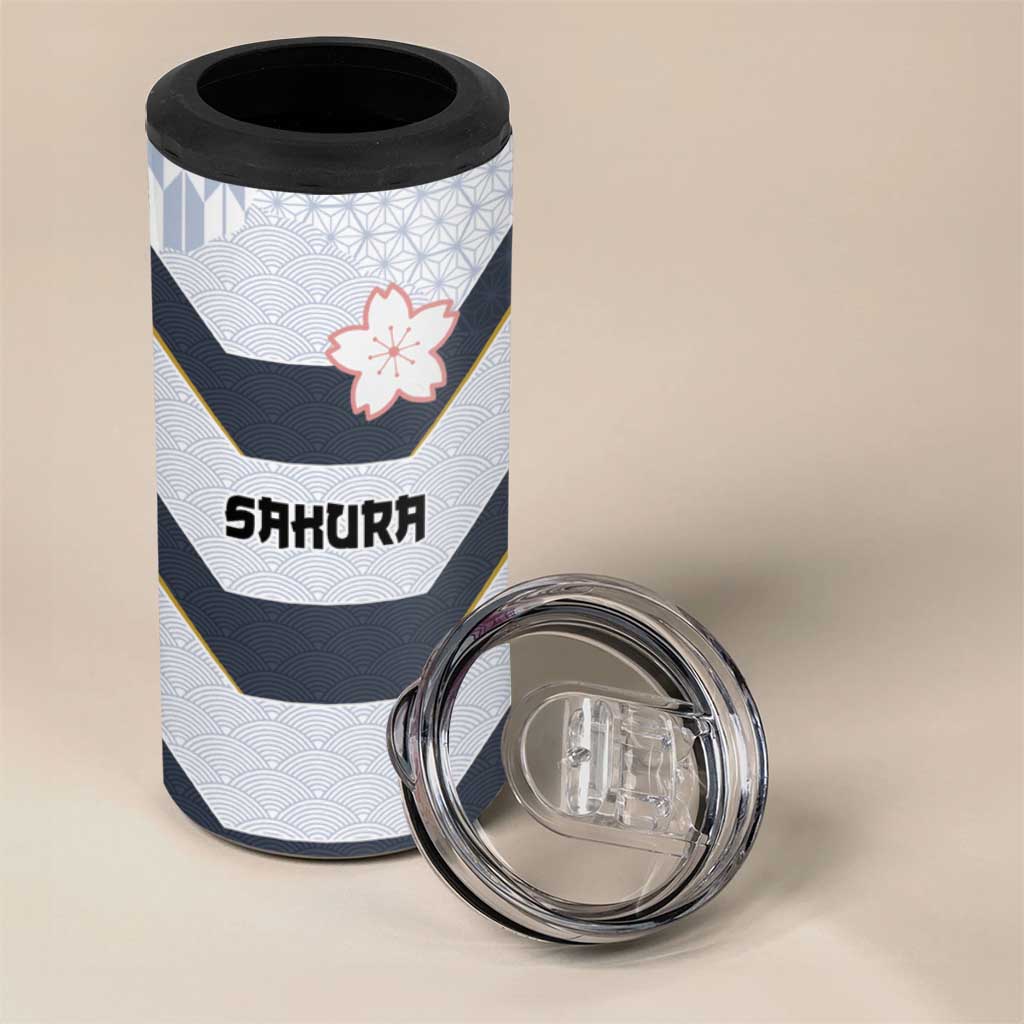 Japan Pacific Rugby 2022-23 Custom 4 in 1 Can Cooler Tumbler Black Sakura Japanese Wave Pattern