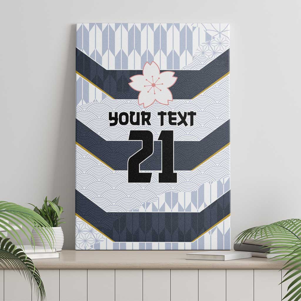 Japan Pacific Rugby 2022-23 Custom Canvas Wall Art Black Sakura Japanese Wave Pattern
