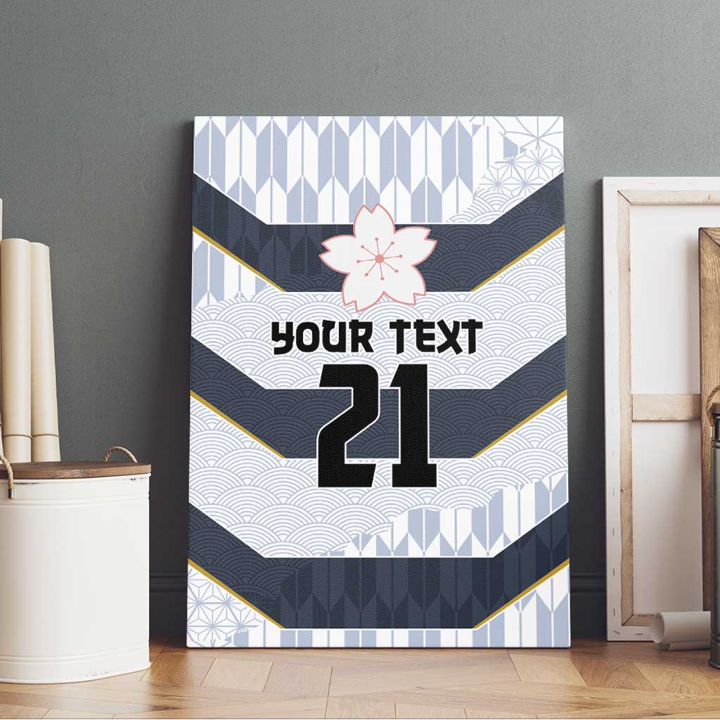 Japan Pacific Rugby 2022-23 Custom Canvas Wall Art Black Sakura Japanese Wave Pattern