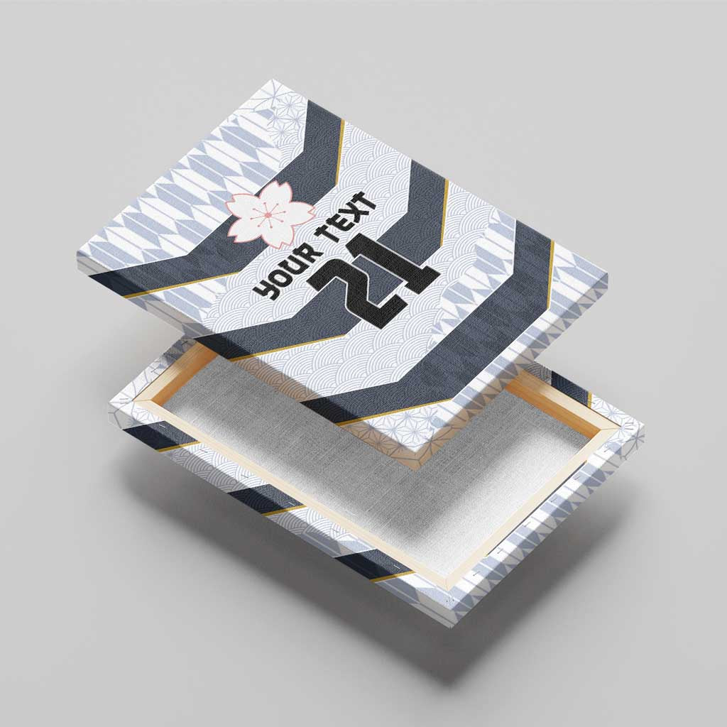 Japan Pacific Rugby 2022-23 Custom Canvas Wall Art Black Sakura Japanese Wave Pattern