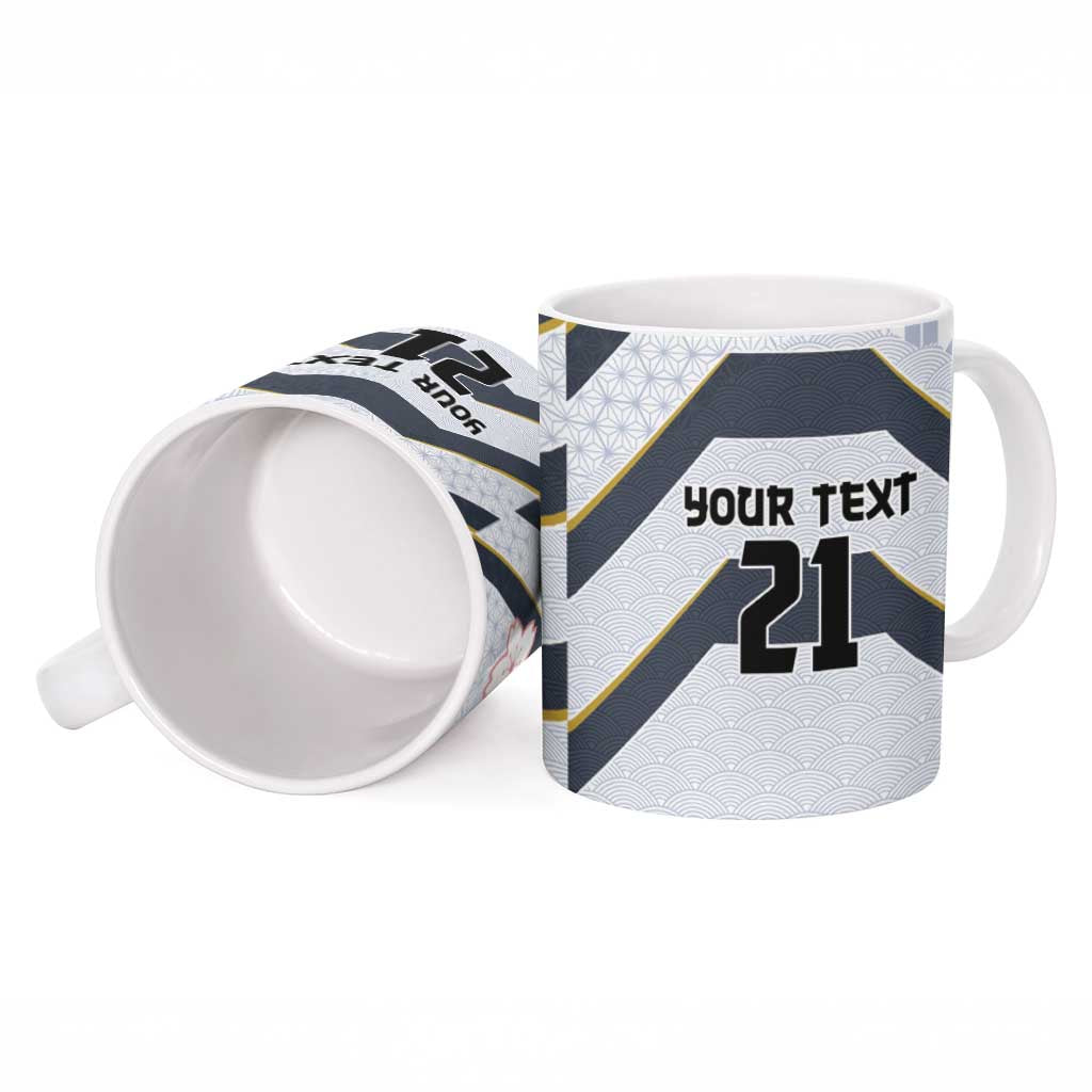 Japan Pacific Rugby 2022-23 Custom Ceramic Mug Black Sakura Japanese Wave Pattern - Polynesian Pride
