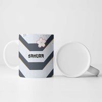 Japan Pacific Rugby 2022-23 Custom Ceramic Mug Black Sakura Japanese Wave Pattern - Polynesian Pride