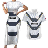 Japan Pacific Rugby 2022-23 Custom Couples Matching Short Sleeve Bodycon Dress and Hawaiian Shirt Black Sakura Japanese Wave Pattern