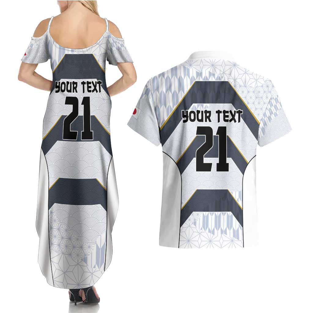 Japan Pacific Rugby 2022-23 Custom Couples Matching Summer Maxi Dress and Hawaiian Shirt Black Sakura Japanese Wave Pattern