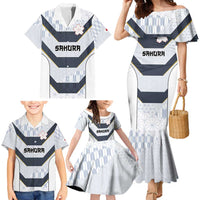 Japan Pacific Rugby 2022-23 Custom Family Matching Mermaid Dress and Hawaiian Shirt Black Sakura Japanese Wave Pattern