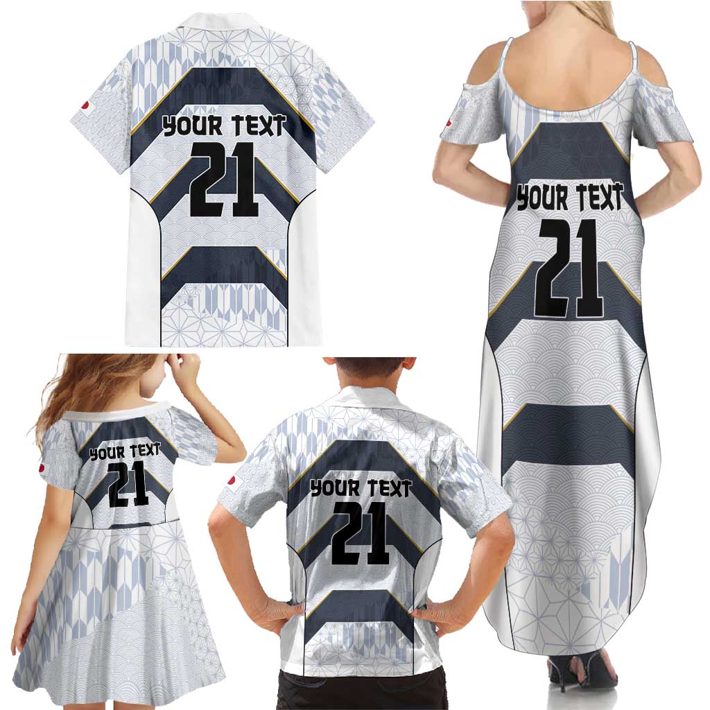 Japan Pacific Rugby 2022-23 Custom Family Matching Summer Maxi Dress and Hawaiian Shirt Black Sakura Japanese Wave Pattern