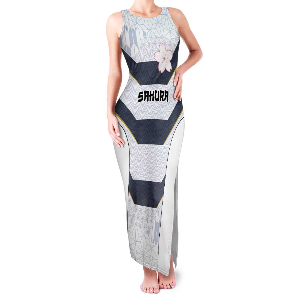 Japan Pacific Rugby 2022-23 Custom Family Matching Tank Maxi Dress and Hawaiian Shirt Black Sakura Japanese Wave Pattern