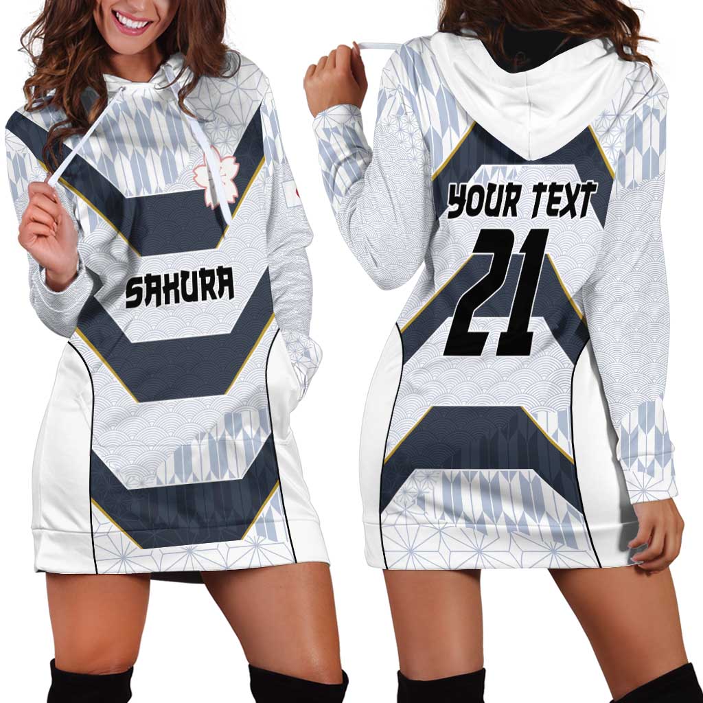 Japan Pacific Rugby 2022-23 Custom Hoodie Dress Black Sakura Japanese Wave Pattern