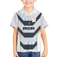 Japan Pacific Rugby 2022-23 Custom Kid Hawaiian Shirt Black Sakura Japanese Wave Pattern