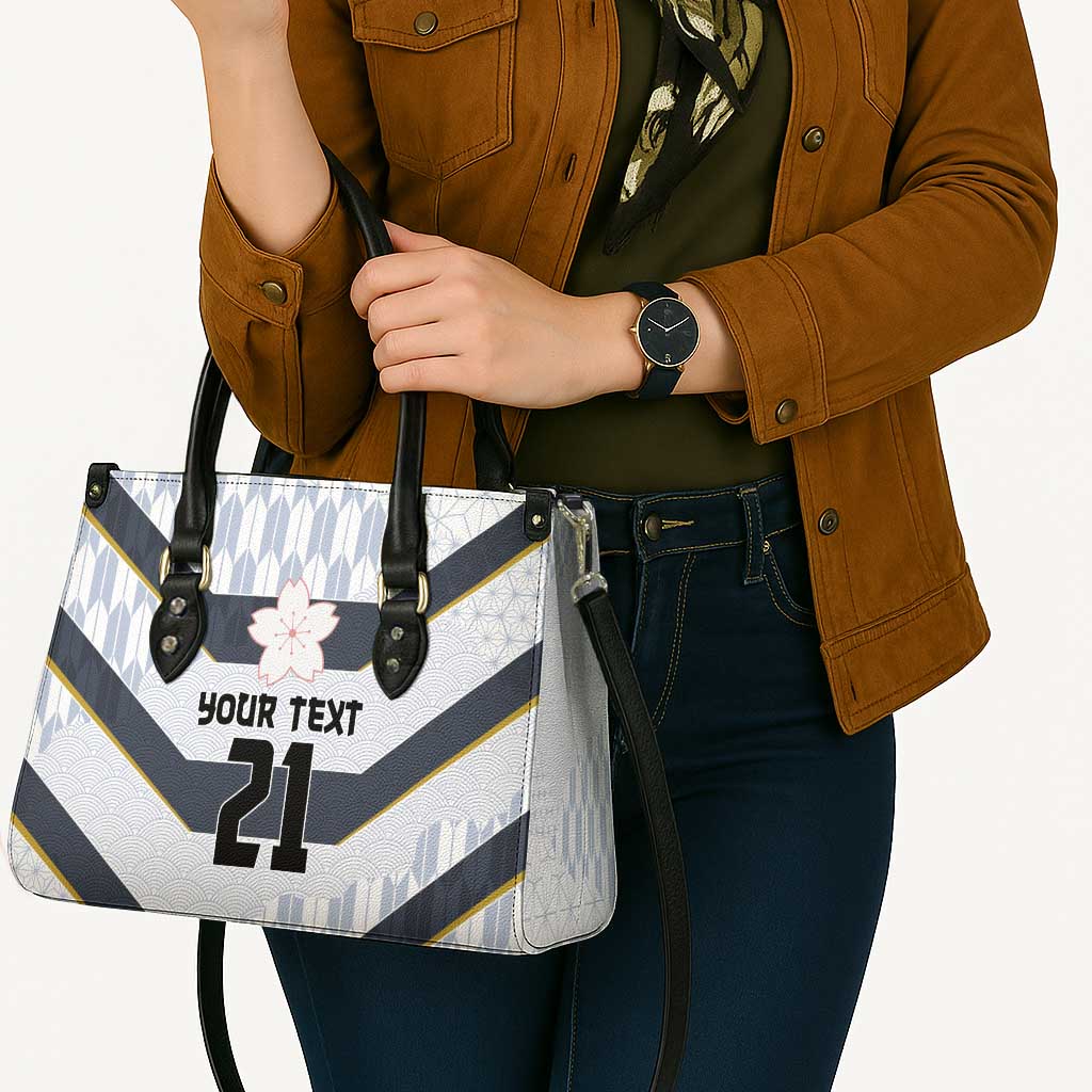 Japan Pacific Rugby 2022-23 Custom Leather Bag Black Sakura Japanese Wave Pattern - Polynesian Pride