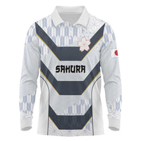 Japan Pacific Rugby 2022-23 Custom Long Sleeve Polo Shirt Black Sakura Japanese Wave Pattern