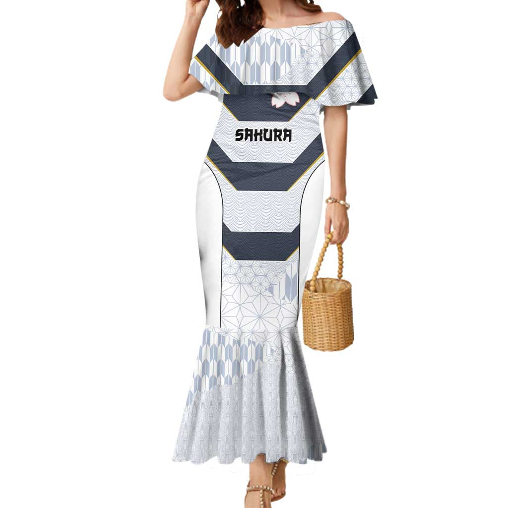 Japan Pacific Rugby 2022-23 Custom Mermaid Dress Black Sakura Japanese Wave Pattern