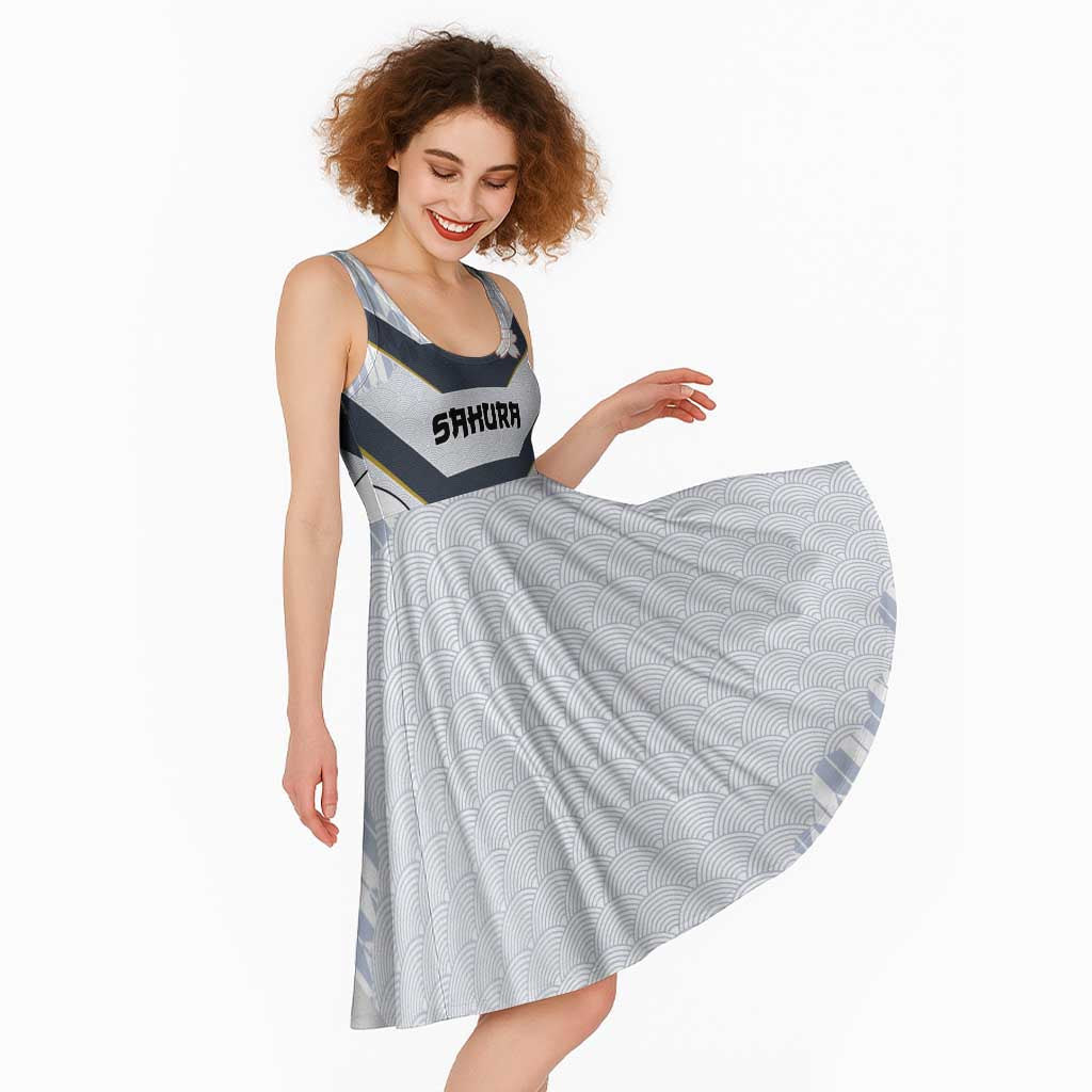 Japan Pacific Rugby 2022-23 Custom Midi Dress Black Sakura Japanese Wave Pattern - Polynesian Pride