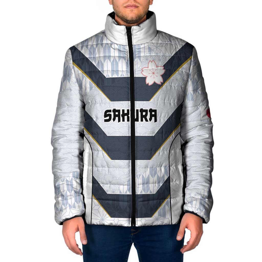 Japan Pacific Rugby 2022-23 Custom Padded Jacket Black Sakura Japanese Wave Pattern - Polynesian Pride