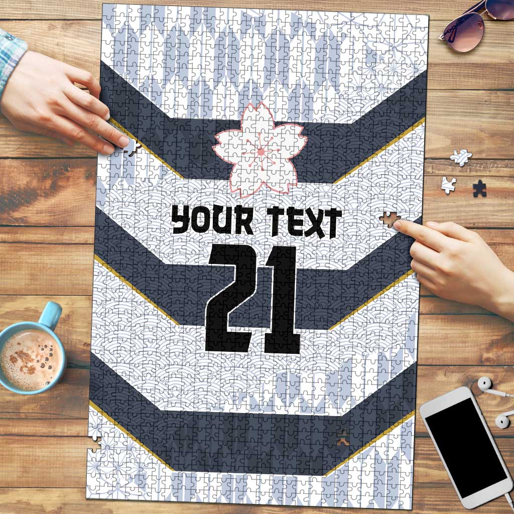 Japan Pacific Rugby 2022-23 Custom Puzzle Black Sakura Japanese Wave Pattern - Polynesian Pride