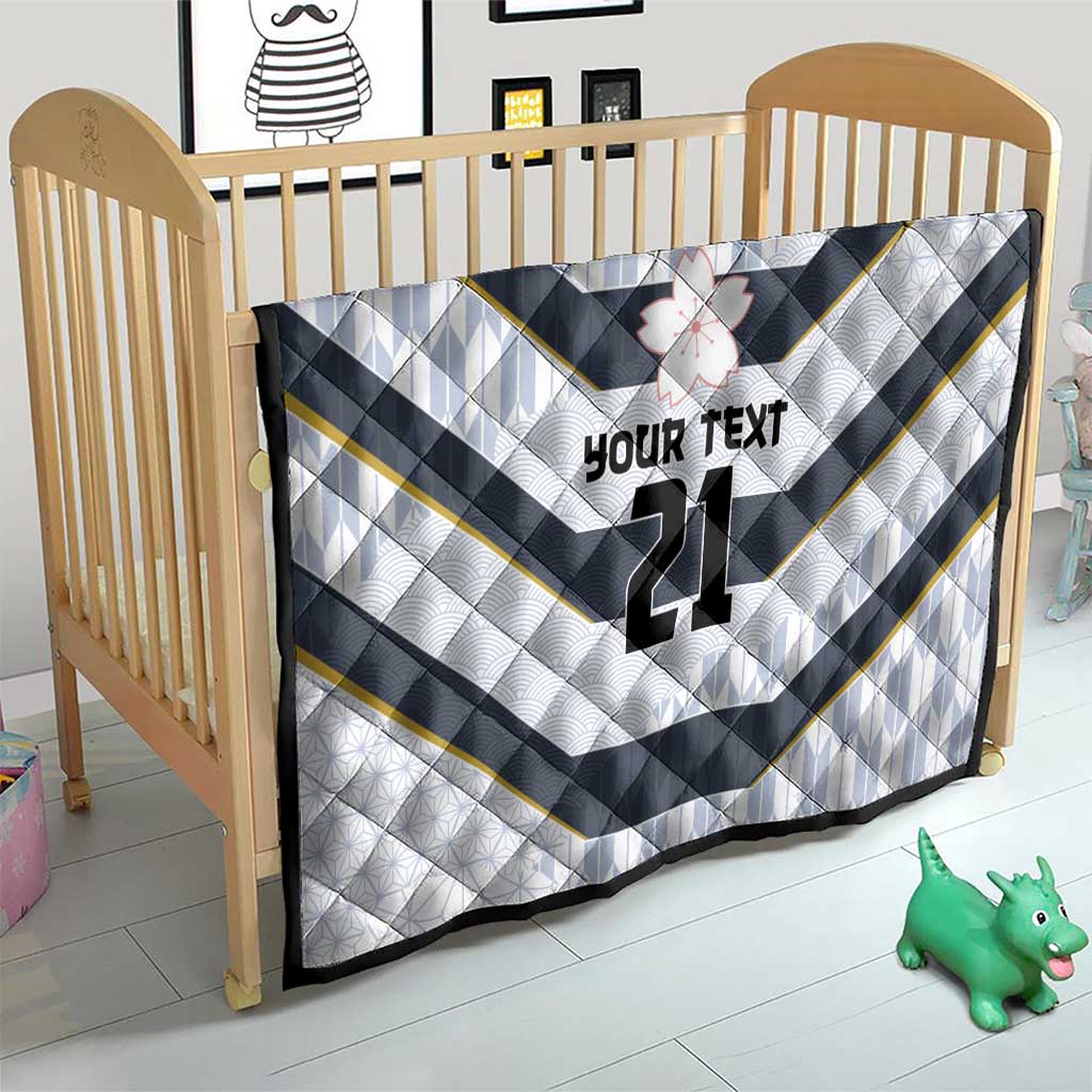 Japan Pacific Rugby 2022-23 Custom Quilt Black Sakura Japanese Wave Pattern