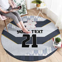 Japan Pacific Rugby 2022-23 Custom Round Carpet Black Sakura Japanese Wave Pattern