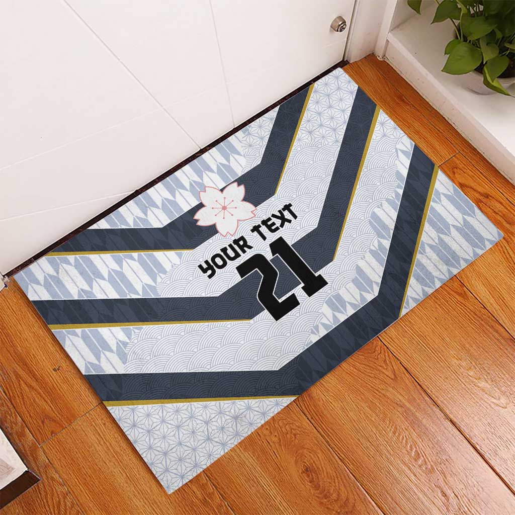Japan Pacific Rugby 2022-23 Custom Rubber Doormat Black Sakura Japanese Wave Pattern