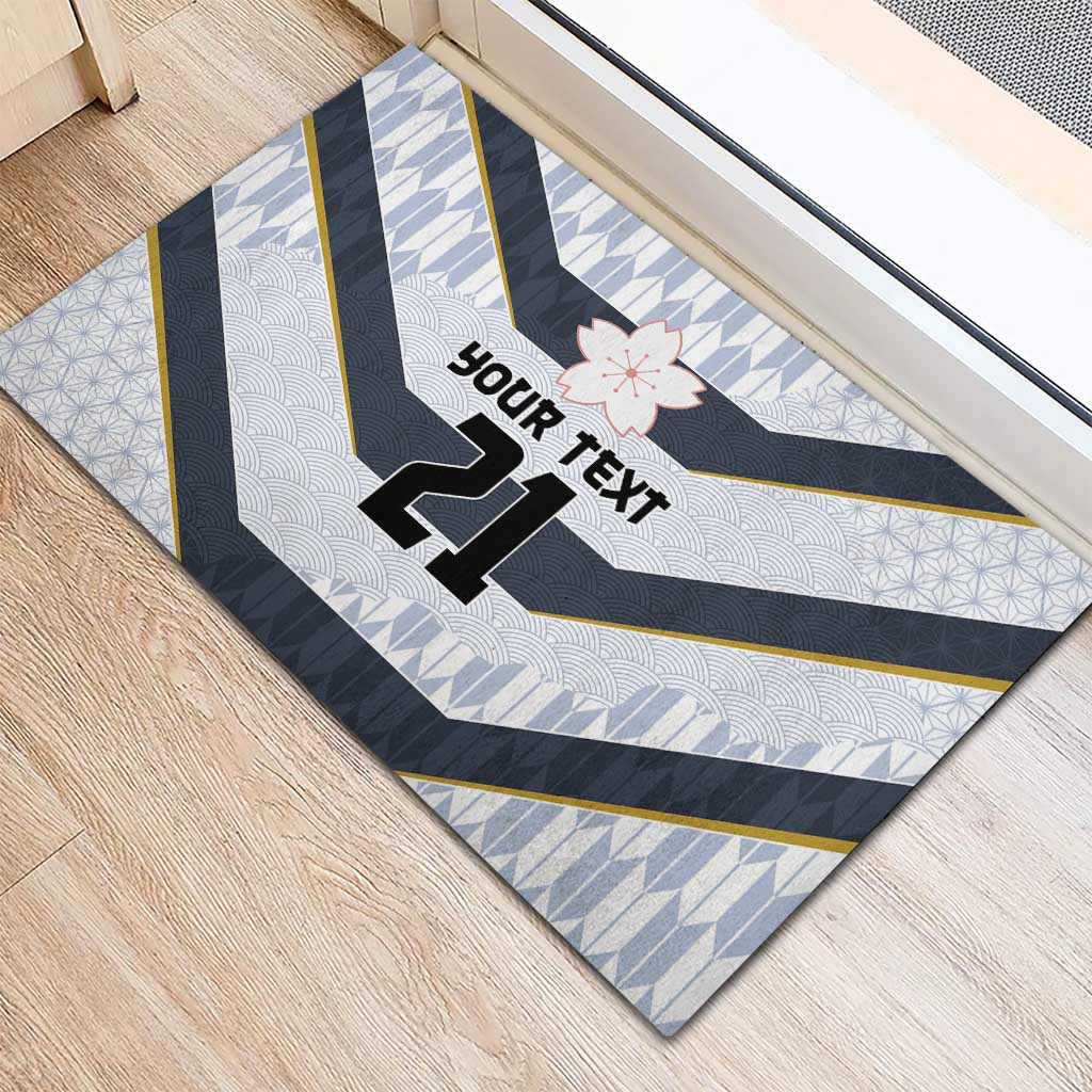 Japan Pacific Rugby 2022-23 Custom Rubber Doormat Black Sakura Japanese Wave Pattern