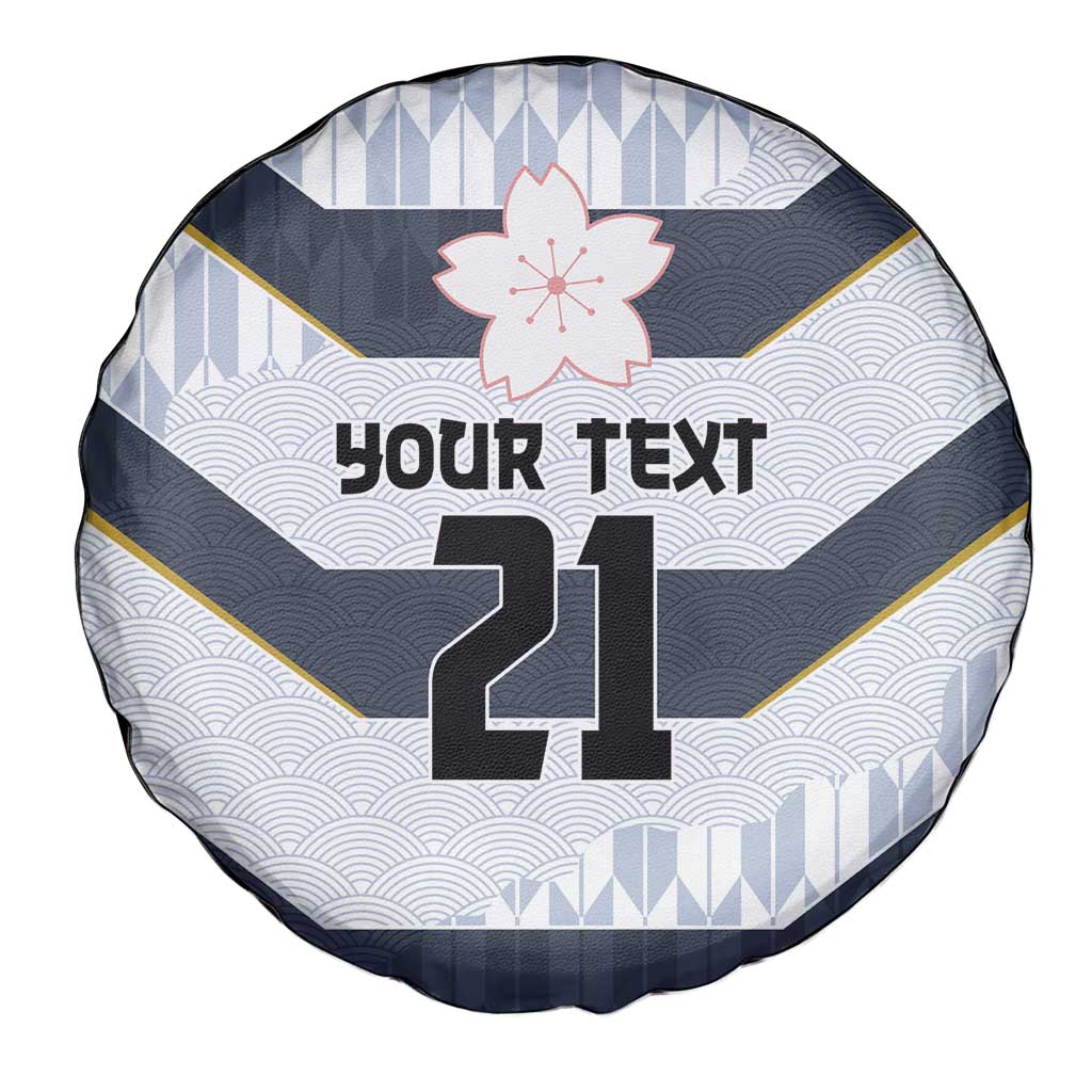 Japan Pacific Rugby 2022-23 Custom Spare Tire Cover Black Sakura Japanese Wave Pattern