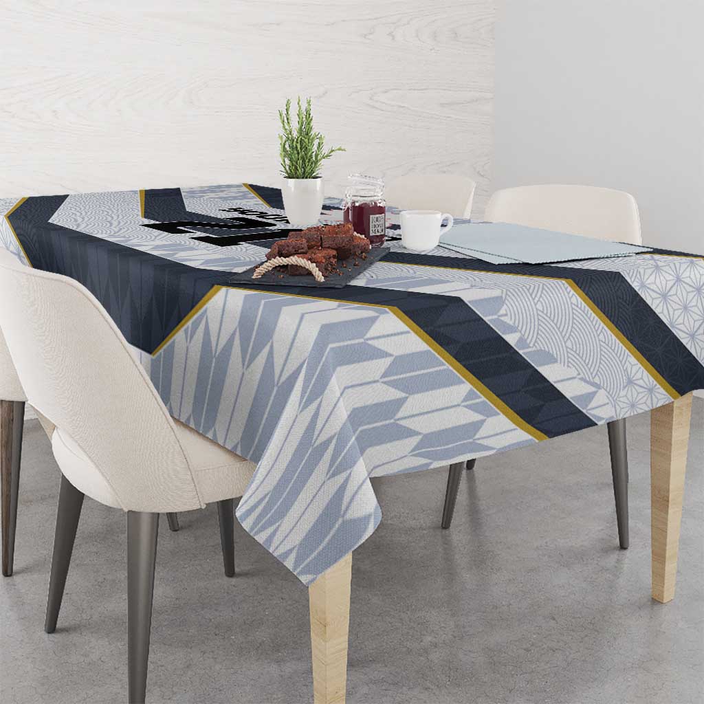 Japan Pacific Rugby 2022-23 Custom Tablecloth Black Sakura Japanese Wave Pattern