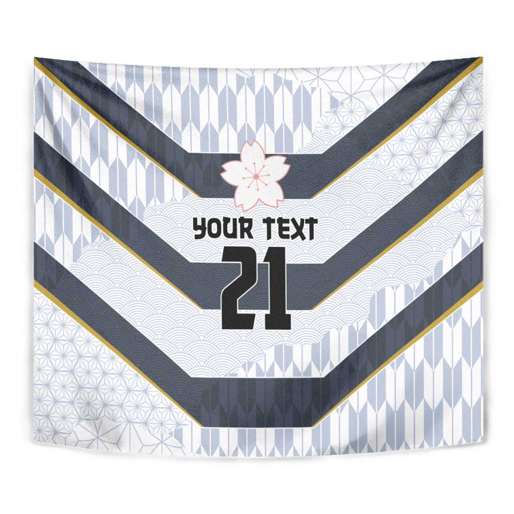 Japan Pacific Rugby 2022-23 Custom Tapestry Black Sakura Japanese Wave Pattern