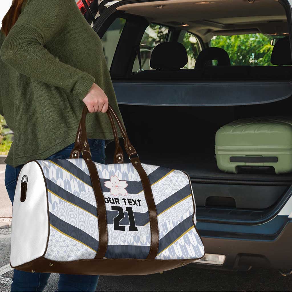 Japan Pacific Rugby 2022-23 Custom Travel Bag Black Sakura Japanese Wave Pattern - Polynesian Pride