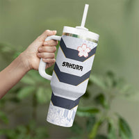 Japan Pacific Rugby 2022-23 Custom Tumbler With Handle Black Sakura Japanese Wave Pattern LT9 - Polynesian Pride