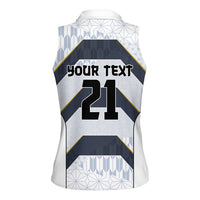 Japan Pacific Rugby 2022-23 Custom Women Sleeveless Polo Shirt Black Sakura Japanese Wave Pattern