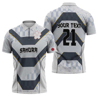 Japan Pacific Rugby 2022-23 Custom Zipper Polo Shirt Black Sakura Japanese Wave Pattern LT9 - Polynesian Pride