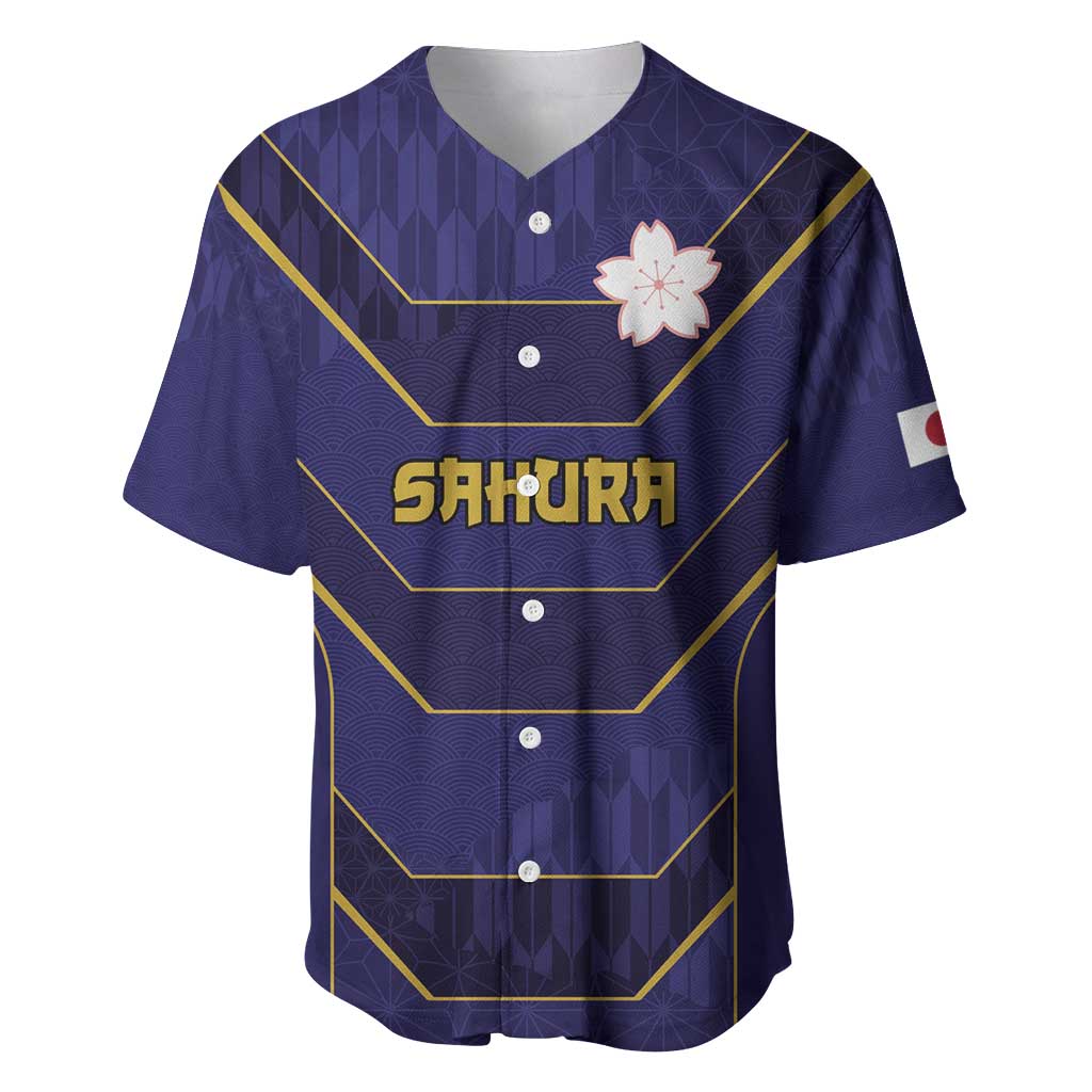 Japan Pacific Rugby 2022-23 Custom Baseball Jersey Blue Sakura Japanese Wave Pattern LT9 Blue - Polynesian Pride