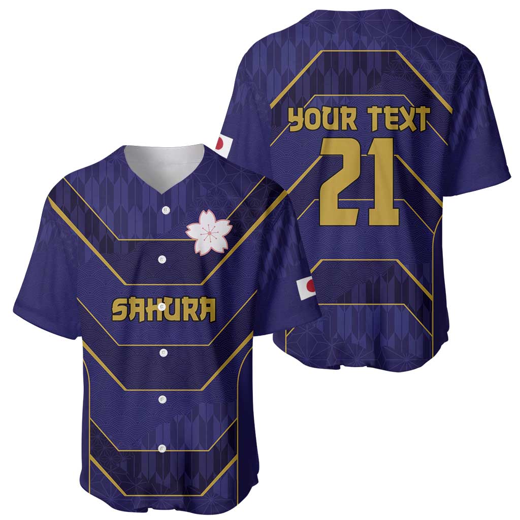 Japan Pacific Rugby 2022-23 Custom Baseball Jersey Blue Sakura Japanese Wave Pattern LT9 - Polynesian Pride