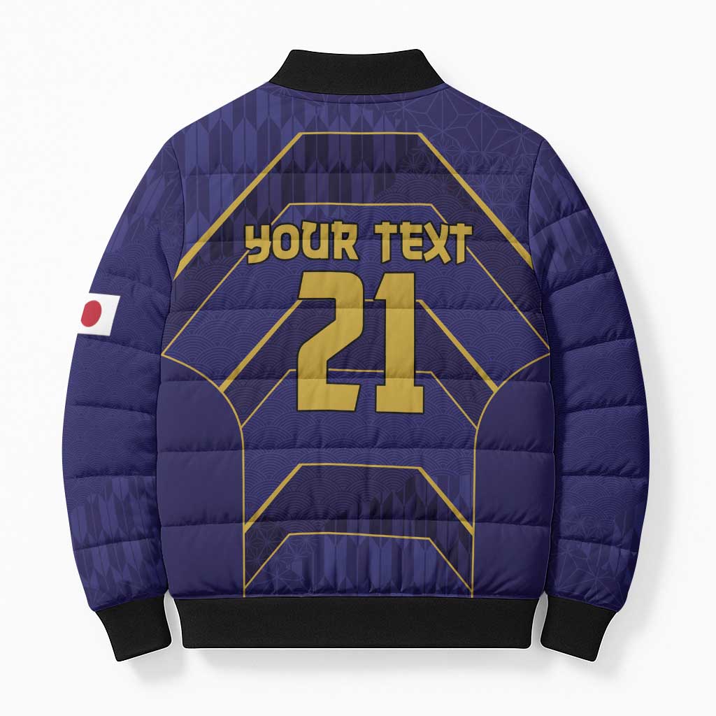 Japan Pacific Rugby 2022-23 Custom Bomber Puffer Jacket Blue Sakura Japanese Wave Pattern - Polynesian Pride