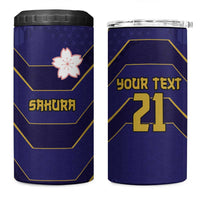 Japan Pacific Rugby 2022-23 Custom 4 in 1 Can Cooler Tumbler Blue Sakura Japanese Wave Pattern LT9 One Size: 16 oz Blue - Polynesian Pride