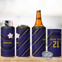 Japan Pacific Rugby 2022-23 Custom 4 in 1 Can Cooler Tumbler Blue Sakura Japanese Wave Pattern LT9 - Polynesian Pride
