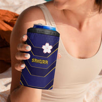 Japan Pacific Rugby 2022-23 Custom 4 in 1 Can Cooler Tumbler Blue Sakura Japanese Wave Pattern LT9 - Polynesian Pride