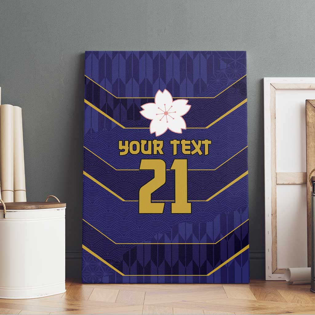 Japan Pacific Rugby 2022-23 Custom Canvas Wall Art Blue Sakura Japanese Wave Pattern
