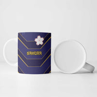 Japan Pacific Rugby 2022-23 Custom Ceramic Mug Blue Sakura Japanese Wave Pattern - Polynesian Pride
