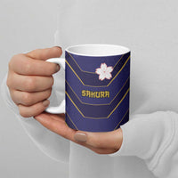 Japan Pacific Rugby 2022-23 Custom Ceramic Mug Blue Sakura Japanese Wave Pattern - Polynesian Pride