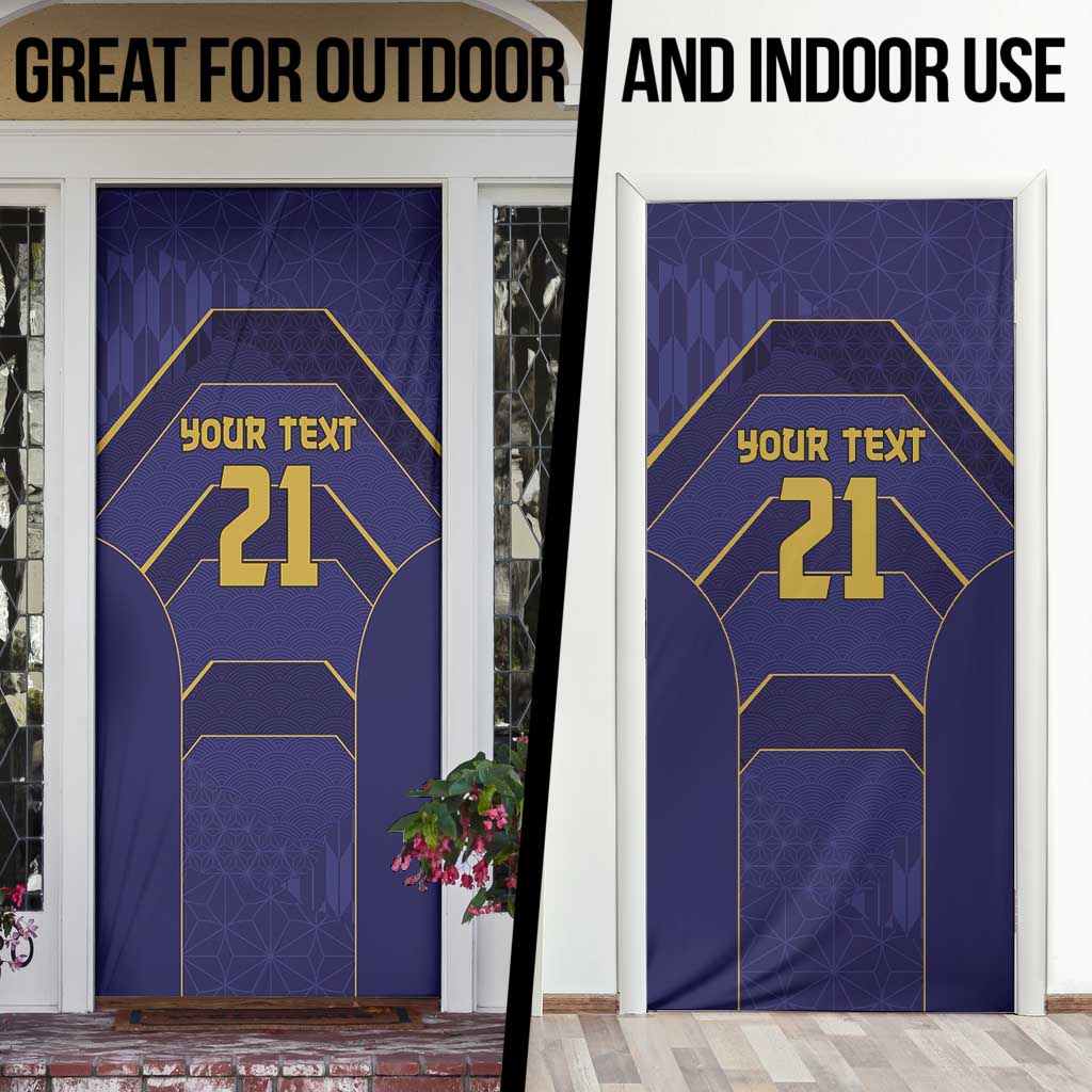 Japan Pacific Rugby 2022-23 Custom Door Cover Blue Sakura Japanese Wave Pattern - Polynesian Pride