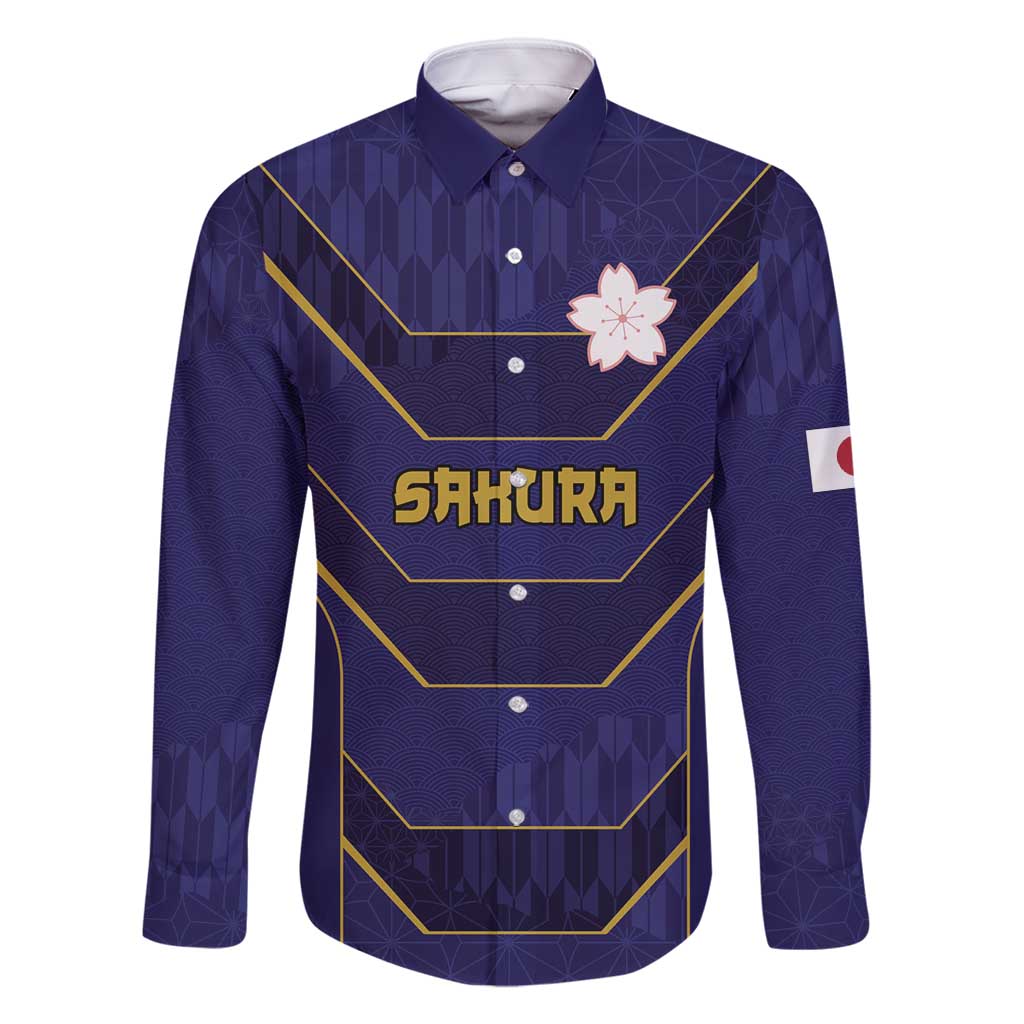 Japan Pacific Rugby 2022-23 Custom Family Matching Long Sleeve Bodycon Dress and Hawaiian Shirt Blue Sakura Japanese Wave Pattern