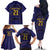 Japan Pacific Rugby 2022-23 Custom Family Matching Off The Shoulder Long Sleeve Dress and Hawaiian Shirt Blue Sakura Japanese Wave Pattern