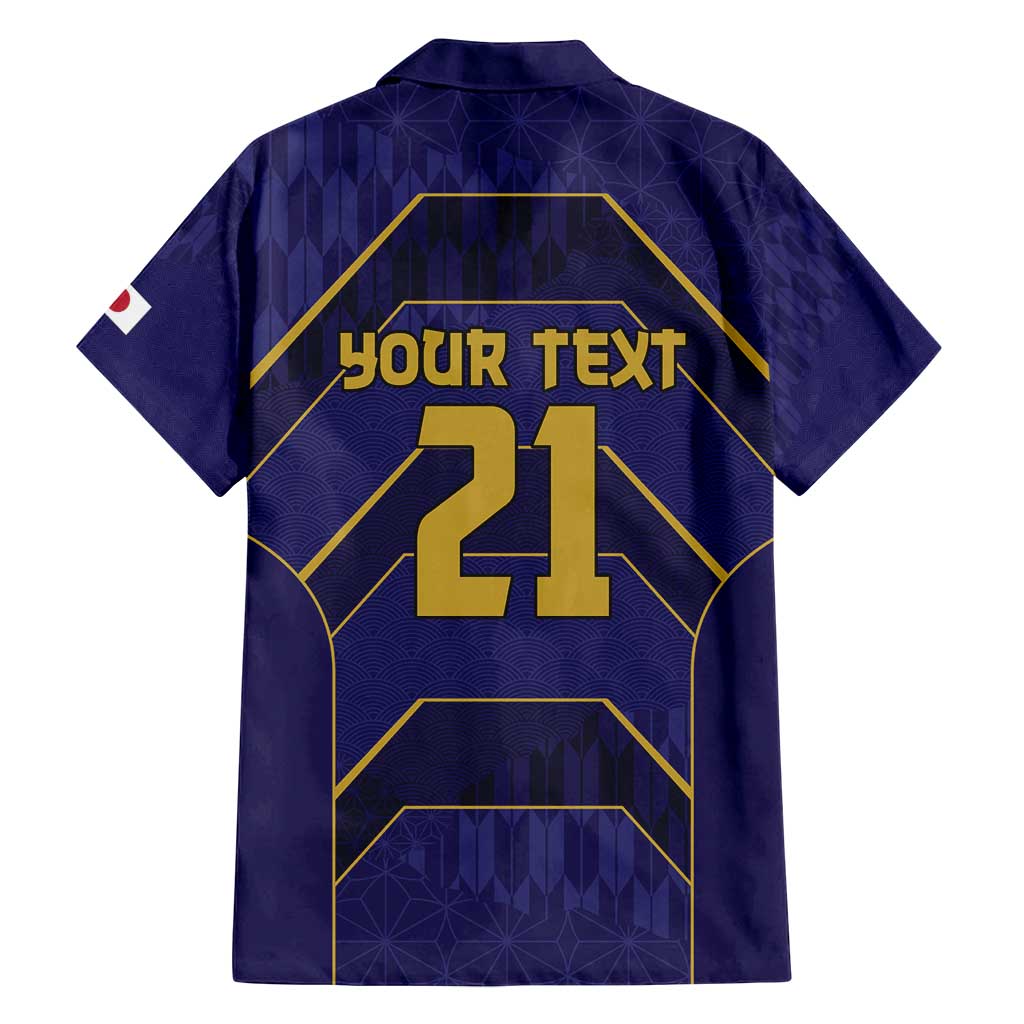 Japan Pacific Rugby 2022-23 Custom Family Matching Off Shoulder Short Dress and Hawaiian Shirt Blue Sakura Japanese Wave Pattern