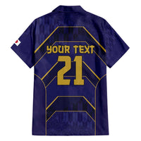 Japan Pacific Rugby 2022-23 Custom Family Matching Tank Maxi Dress and Hawaiian Shirt Blue Sakura Japanese Wave Pattern