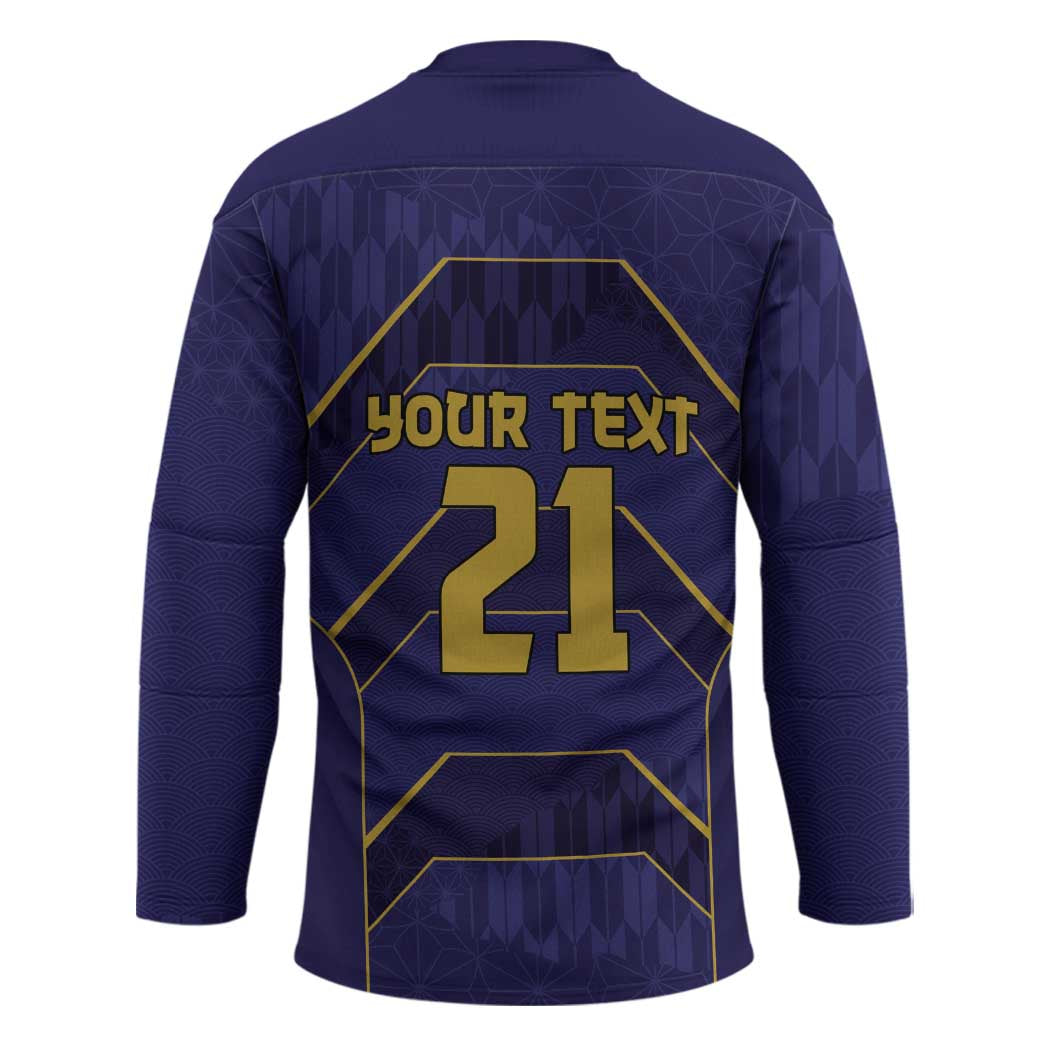 Japan Pacific Rugby 2022-23 Custom Hockey Jersey Blue Sakura Japanese Wave Pattern - Polynesian Pride