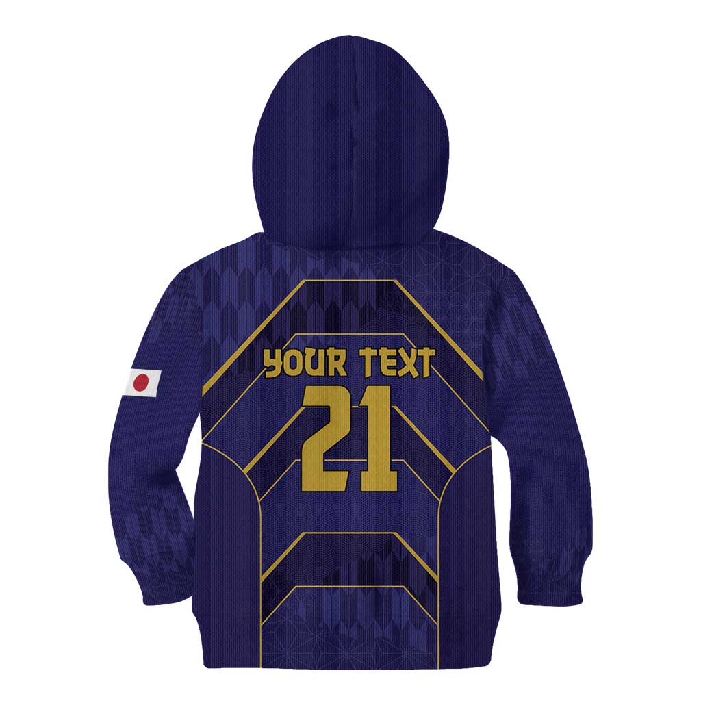 Japan Pacific Rugby 2022-23 Custom Kid Hoodie Blue Sakura Japanese Wave Pattern